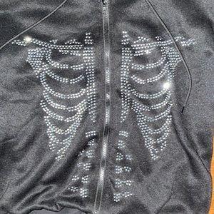 Y2K SKELETON HOODIE, SMALL, SOFT,